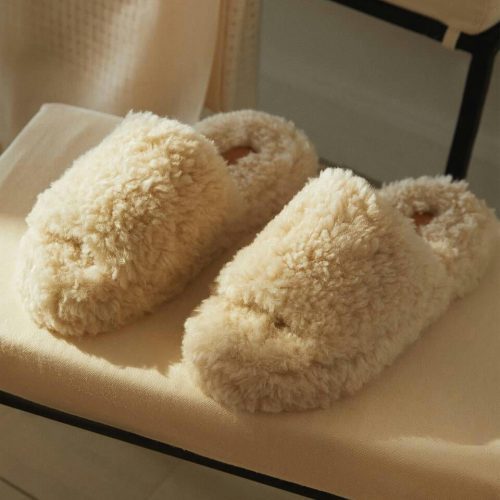 FAUX FUR PLATFORM SLIDER SLIPPERS